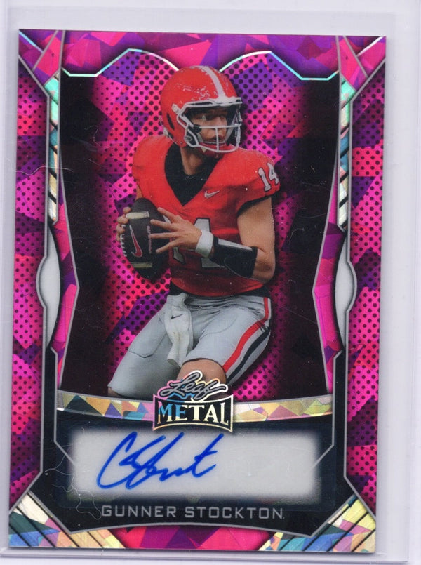 2025 Leaf Metal Gunner Stockton #MAGS1 Pink Ice Auto /20 Georgia Bulldogs Rookie RC Football Card