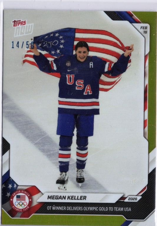 2026 Topps Now Olympics Megan Keller #15 Gold Foil /50 Team USA Hockey Card
