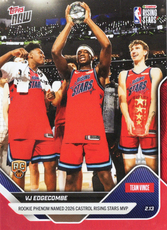 2025 Topps Now VJ Edgecombe #174 Red Foil /5 Philadelphia 76ers Rookie RC Basketball Card