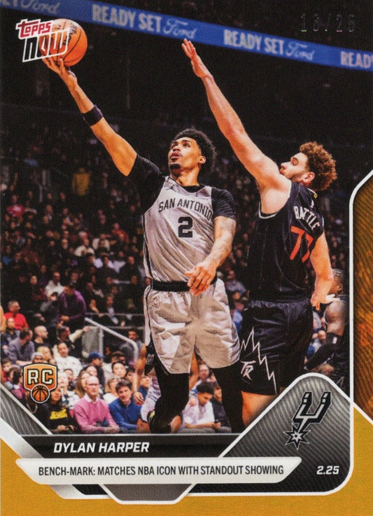 2025 Topps Now Dylan Harper #183 Orange Foil /25 San Antonio Spurs Rookie RC Basketball Card