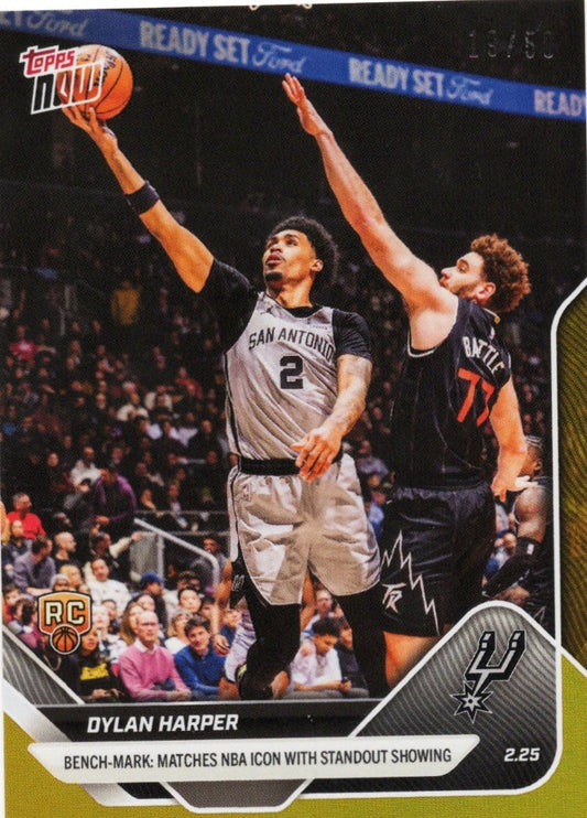 2025 Topps Now Dylan Harper #183 Gold Foil /50 San Antonio Spurs Rookie RC Basketball Card