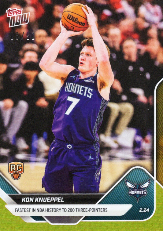 2025 Topps Now Kon Knueppel #182 Gold Foil /50 Charlotte Hornets Rookie RC Basketball Card