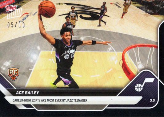 2025 Topps Now Ace Bailey #194 Black Foil /10 Utah Jazz Rookie RC Basketball Card