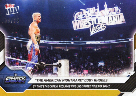 2026 Topps Now WWE Cody Rhodes #29 Orange Foil /25 Wrestling Card