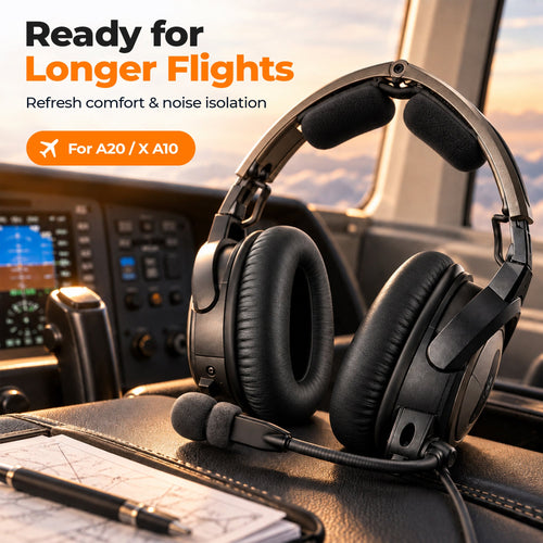 CentralSound Replacement Ear Cushions for Bose A20 and Aviation Headset X (A10), 8-Piece Kit with Foam Sets