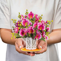 Orchid Flower Bouquet Pop-Up Card with Keepsake