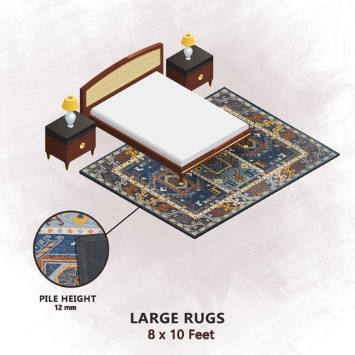 Premium Hand-Tufted Rug Made of 100% Wool  - Inca Fable - 8x10 Feet