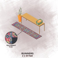 Premium Hand-Tufted Rug Made of 100% Wool  - Inca Myth - 2x10 Feet
