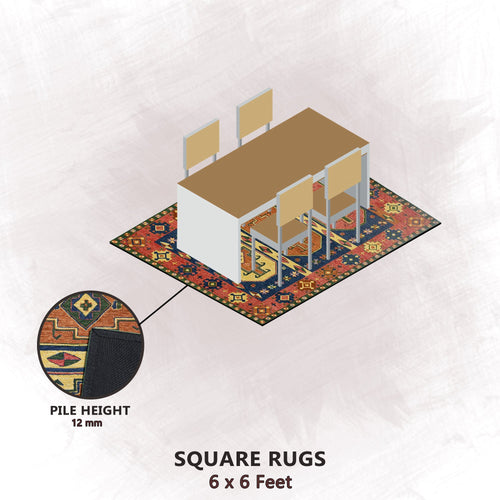 Premium Hand-Tufted Rug Made of 100% Wool  - Inca Myth - 6x6 Feet
