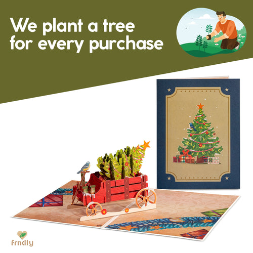 Christmas Tree Wagon Pop Up Christmas Card
