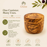 Mediterranean Olive Wood Salt Cellar Canister with Swivel Lid