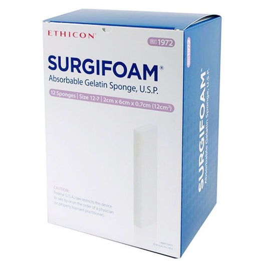 ETHICON SURGIFOAM Absorbable Gelatin Sponge, 2 x 6 x 0.7 cm (12 Count)
