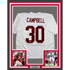 Framed Autographed/Signed Jihaad Campbell 35x39 Alabama White College Football Jersey JSA COA