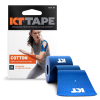KT Tape Original Cotton Kinesiology Tape, Precut Strips, Blue, 20 Count