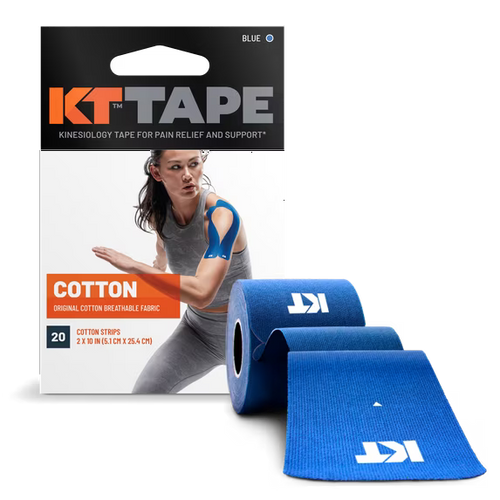 KT Tape Original Cotton Kinesiology Tape, Precut Strips, Blue, 20 Count