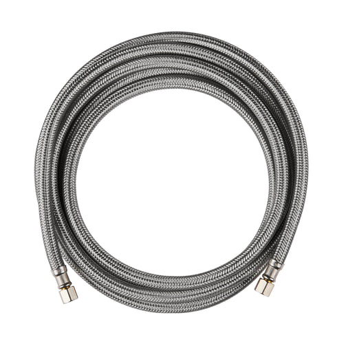 5ft Ice Maker Hose, with 1/4" Comp by 1/4" Comp Connection, Stainless Steel Braided Hose