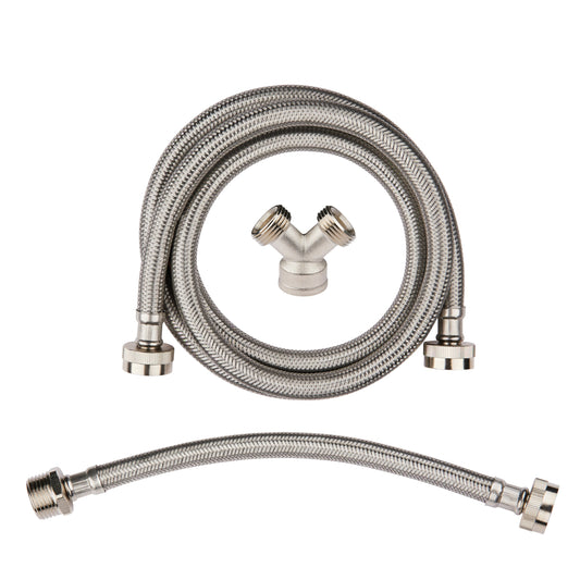 Steam Dryer Installation Kit, Stainless Steel Hose, 6ft Hose with 3/4" FHT 90 Degree Elbow