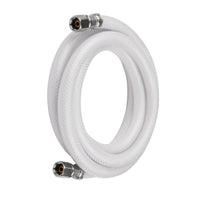 10ft Fridge Ice Maker Water Connector Line, Polyester Reinforced PVC, 1/4" Comp by 1/4" Comp Connection, White