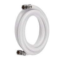 12ft Fridge Ice Maker Water Connector Line, Polyester Reinforced PVC, 1/4" Comp By 1/4" Comp Connection, White