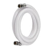 6ft Fridge Ice Maker Water Connector Line, Polyester Reinforced PVC, 1/4" Comp by 1/4" Comp Connection, White