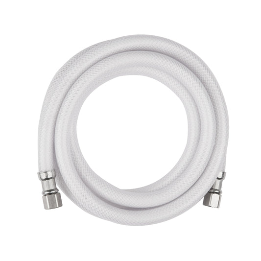 10ft Fridge Ice Maker Water Connector Line, Polyester Reinforced PVC, 1/4" Comp by 1/4" Comp Connection, White