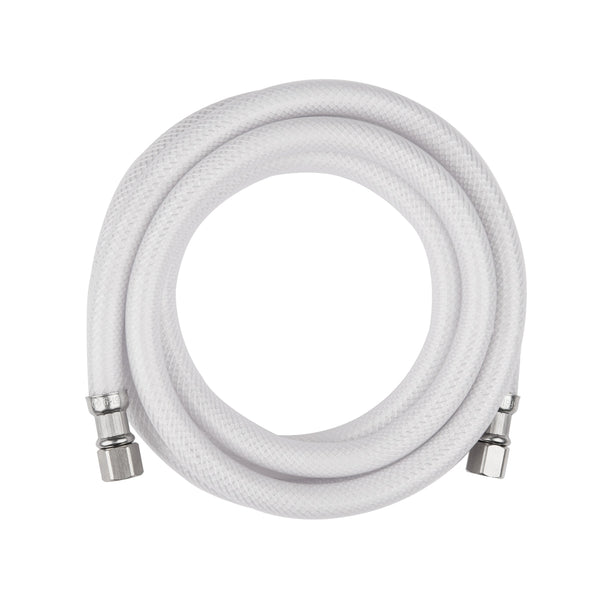 12ft Fridge Ice Maker Water Connector Line, Polyester Reinforced PVC, 1/4" Comp By 1/4" Comp Connection, White