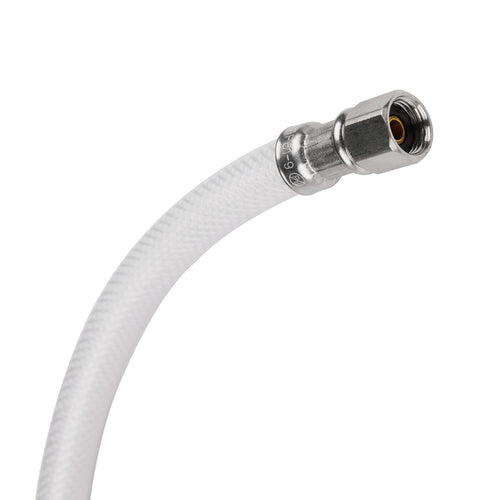 8ft Fridge Ice Maker Water Connector Line, Polyester Reinforced PVC, 1/4" Comp By 1/4" Comp Connection, White