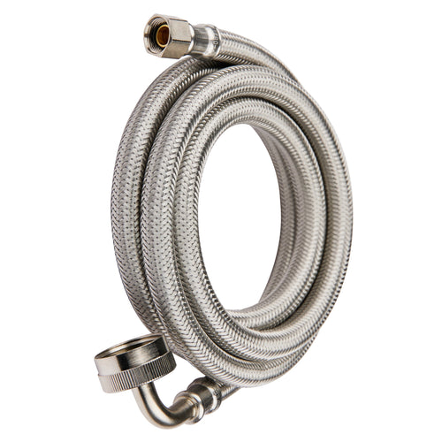 4ft Dishwasher Hose, with 90 Degree FGH Elbow Water Supply Line, Premium Braided Stainless Steel, Lead Free