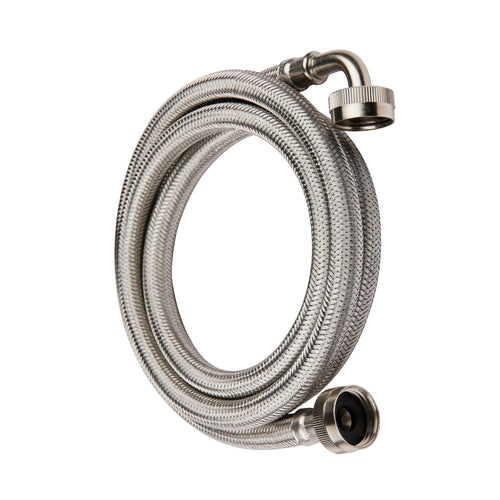 5ft Washing Machine Hose, with 90 Degree Elbow, Stainless Steel