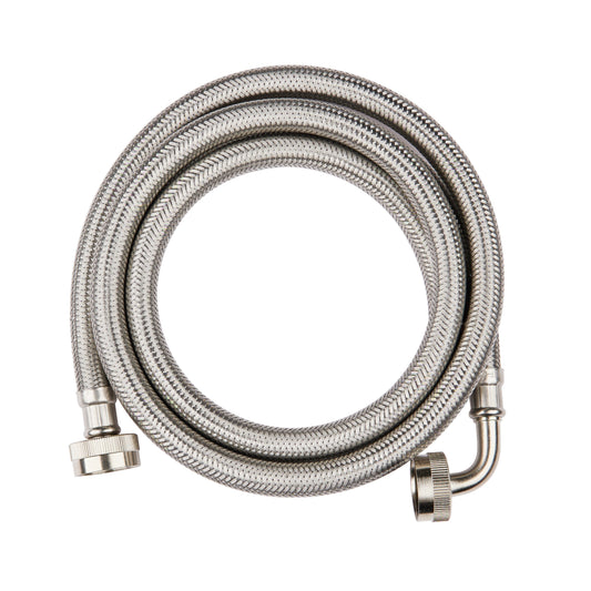 4ft Washing Machine Hose, With 90 Degree Elbow, Stainless Steel Plumbingsell
