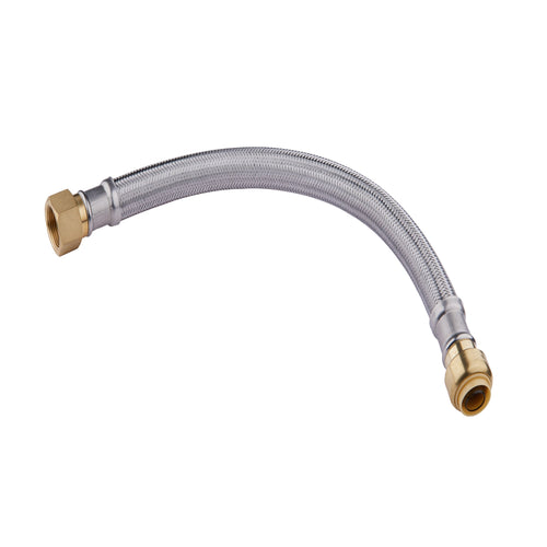 1/2" Push fit x 3/4" FIP, 18" Flexible Water Heater Connector Hose