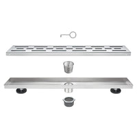 Linear Shower Drain 32" with Removable Grate,Brushed Polished 304 Stainless Steel Shower Drain,Floor Shower Drain with Hair Strainer, Adjustable Levelingft