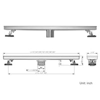 Linear Shower Drain 24" Comes with Tiled Stealth and 304 Stainless Steel Brushed Polished 2 in 1 Panels, Tile Insert Shower Drain, Equipped with Adjustableft,Hair Filters