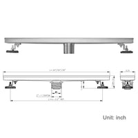 36" Linear Shower Drain, Square Hole Pattern Shower Drain, Brushed 304 Stainless Steel Linear Drain with Levelingft & Hair Strainer