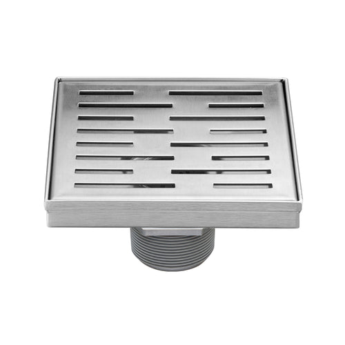 6" Square Shower Drain with Removable Grate Brushed Polished 304 Stainless Steel Shower Drain Floor Shower Drain with Hair Strainer Adjustable Levellingft