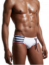Lace Up Stripe Panel Stretchy Bikini Swimwear