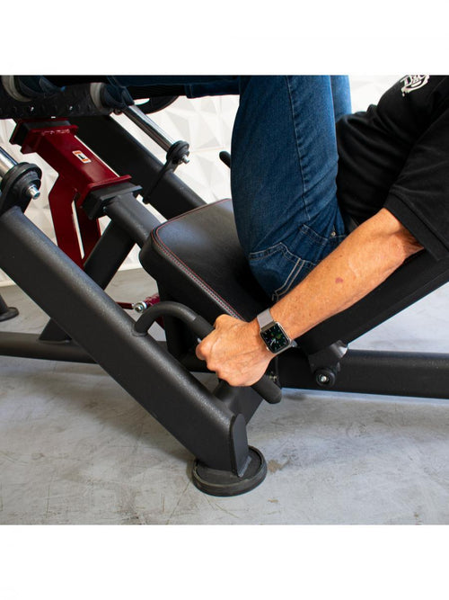 Pro Strength Linear Bearing Leg Press - Muscle D Fitness - Adjustable Back Pad - Plate Loaded