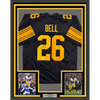 Framed Autographed/Signed Le'Veon LeVeon Bell 35x39 Pittsburgh Black Color Rush Jersey JSA COA