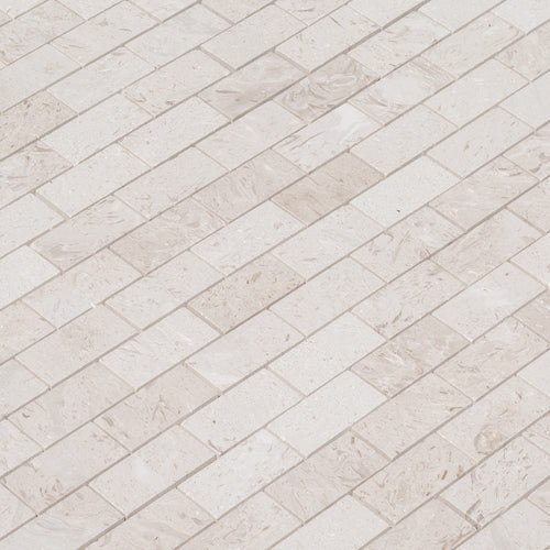 Mayra White Limestone Brushed Mosaic Floor and Wall Tile - Livfloors Collection