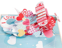 I Love You Biplane Pop Up Card - 5" x 7"