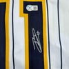 Autographed/Signed Jackson Chourio Milwaukee Pinstripe Baseball Jersey Beckett BAS COA