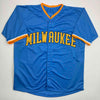 Autographed/Signed Jackson Chourio Milwaukee Blue Baseball Jersey Beckett BAS COA