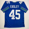 Autographed/Signed Kenny Easley HOF 17 Seattle Blue Football Jersey JSA COA