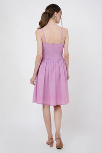 Placement Embroidered Corset Midi Dress with Sweet heart Neckline XS to 2XL