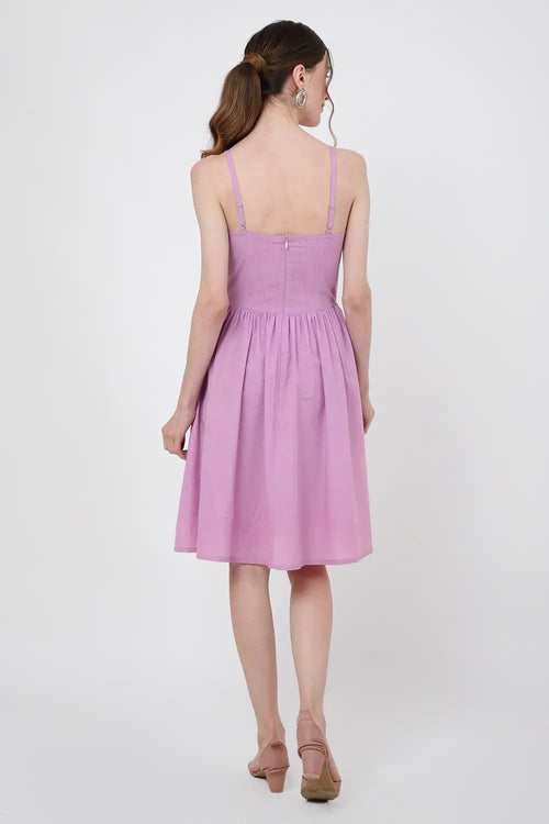 Placement Embroidered Corset Midi Dress with Sweet heart Neckline XS to 2XL