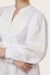 embroidered casual midi dress off white Available in s to 3xl