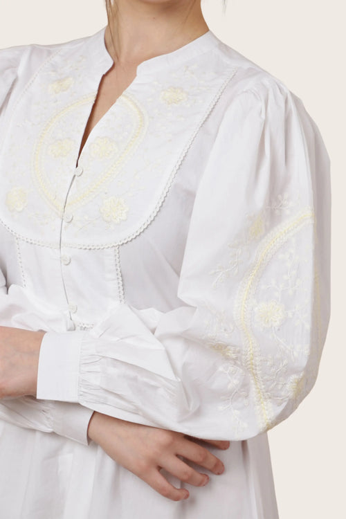 embroidered casual midi dress off white Available in s to 3xl