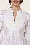 embroidered casual midi dress off white Available in s to 3xl