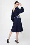 tonal embroidered midnight casual midi dress blue & Red s to xl