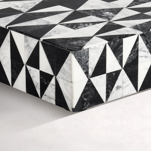 Decorative Box Medley Harlequin Resin Inlay, Black - White, 6 sizes